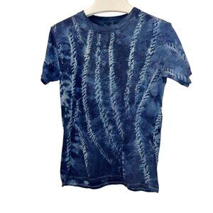 Hand Dyed One of A Kind indigo blue shibori cotton t-shirt top S